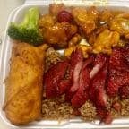 Best D27. Egg Roll, Boneless Ribs, Fried Rice and Orange Spicy Chicken Dinner Combo in Medford, MA